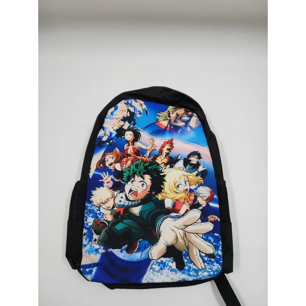 My Hero Academia Backpack Deku All Might Anime School Bag Black Graphic Print